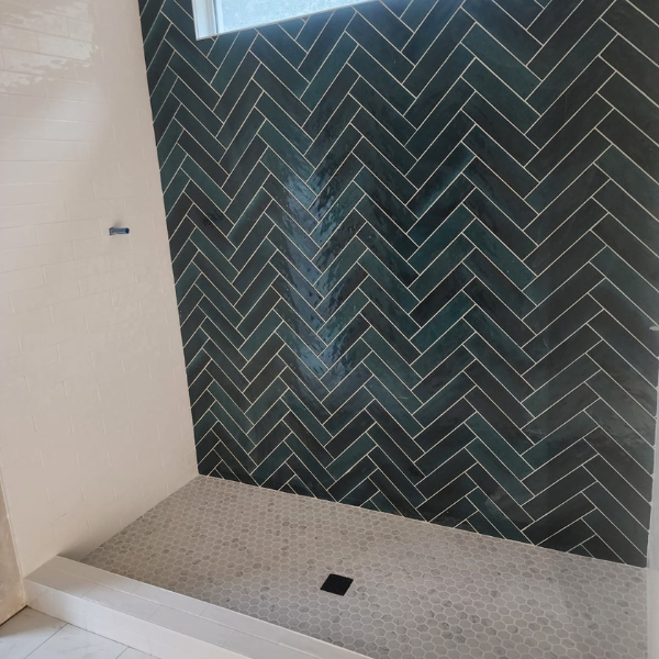 Porcelain tile installation in Fayetteville NC living room