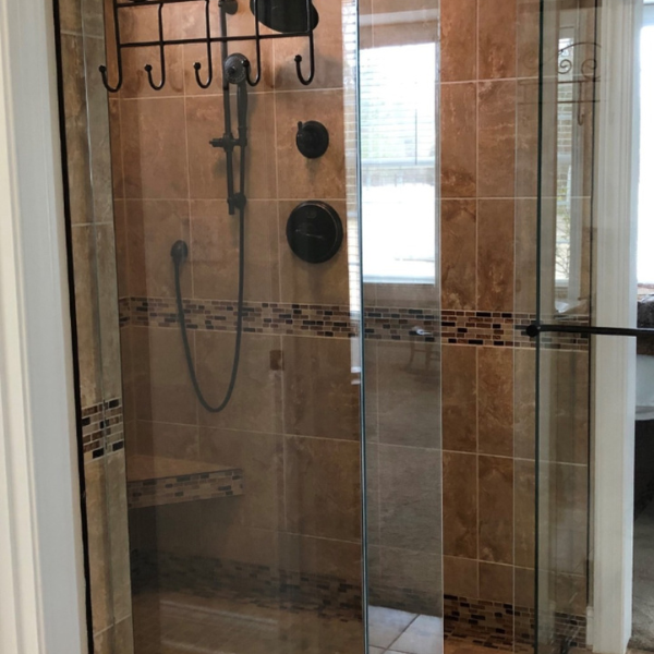 Natural stone patio tiles in Fayetteville NC backyard